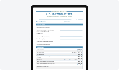 Integrative Cancer Care, My Treatment My Life for Teens and New Adults