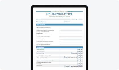 Integrative Cancer Care, My Treatment My Life for Young Adults